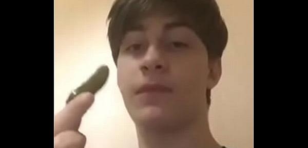  young transgender boy sucks  cucumber so hot